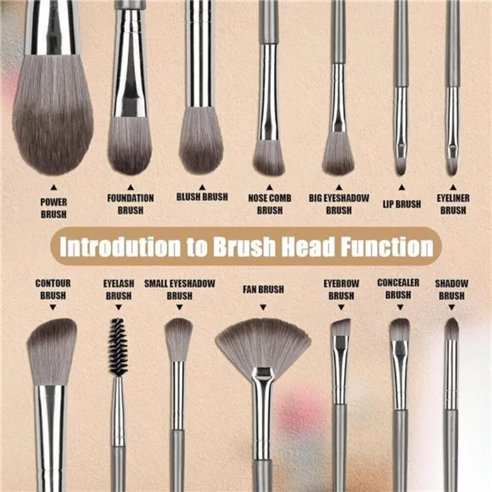 Makeup 14pc Brush Set w/ Pouch Professional Eye and Face Foundation Brush Set